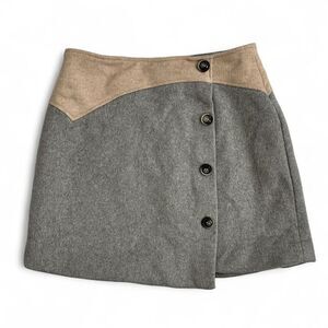 Line & Dot Contrasting Wool Blend Mini Skirt Sz M Preppy Academia Classic City